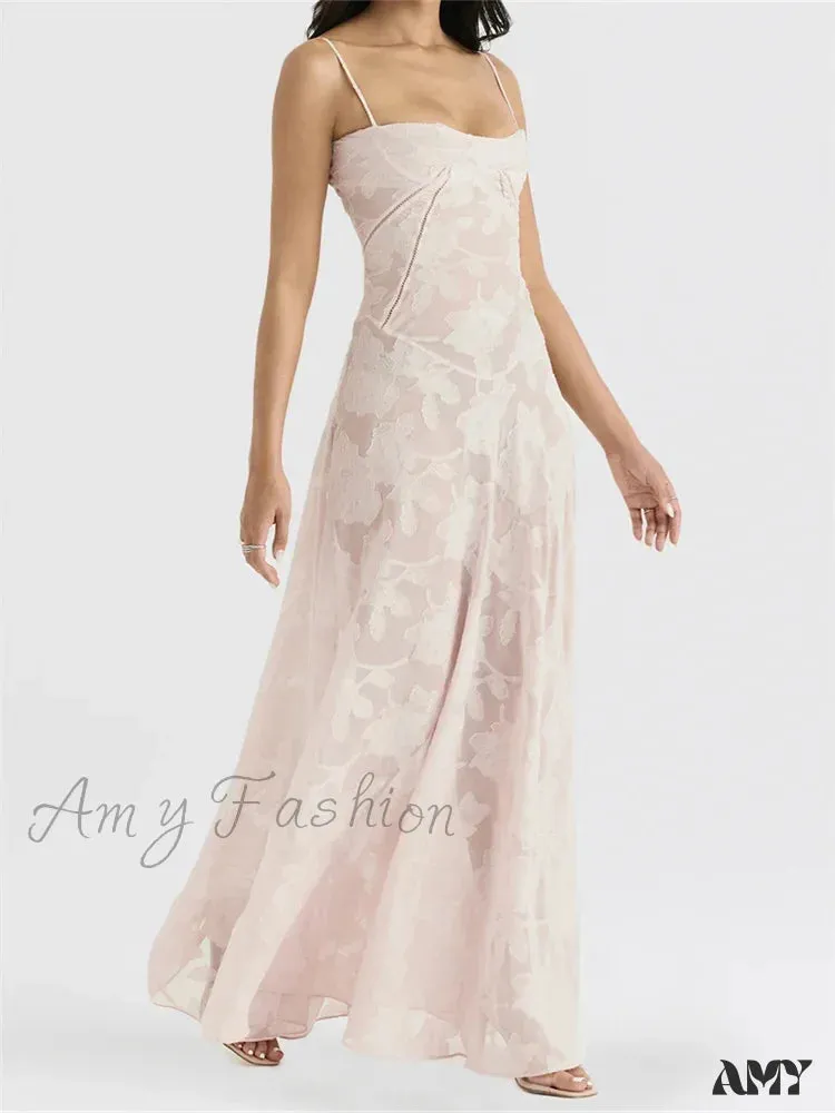 Amy Fashion - Sexy Women Sleeveless Spaghetti Strap  Sling Lace Floral Backless Criss-cross Tie-up Summer Vestidos