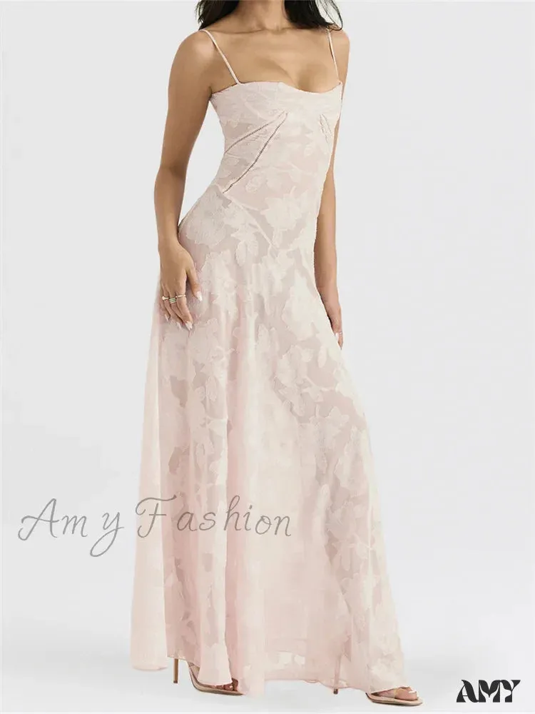 Amy Fashion - Sexy Women Sleeveless Spaghetti Strap  Sling Lace Floral Backless Criss-cross Tie-up Summer Vestidos