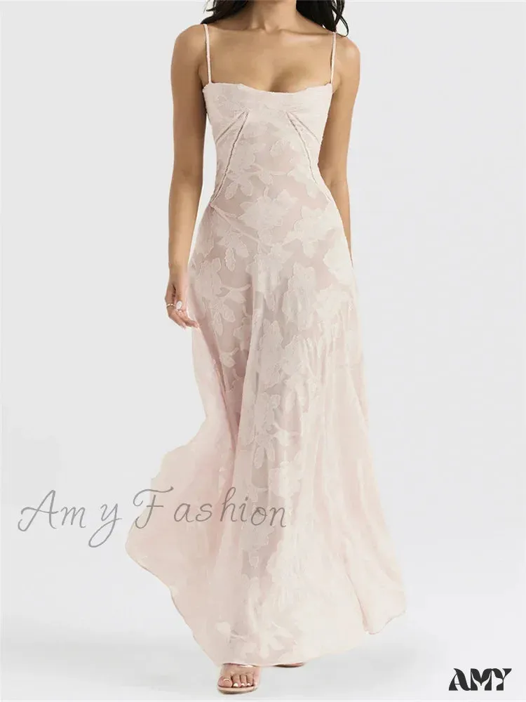 Amy Fashion - Sexy Women Sleeveless Spaghetti Strap  Sling Lace Floral Backless Criss-cross Tie-up Summer Vestidos