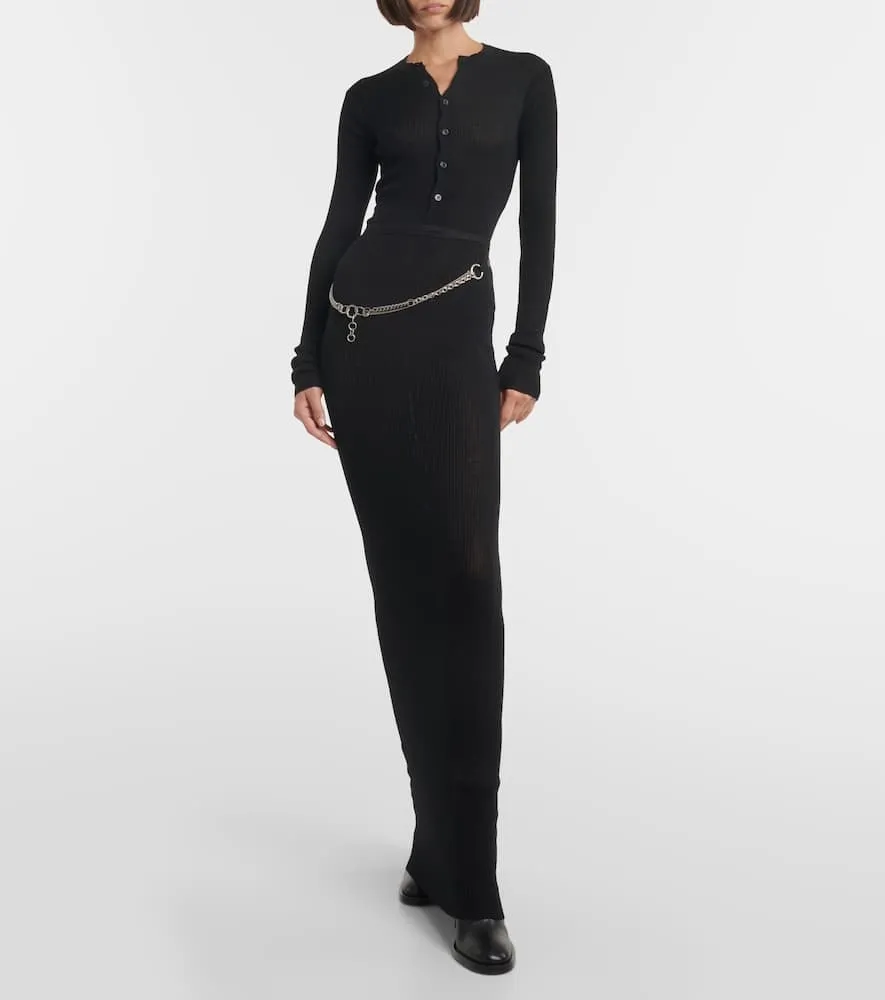 Ann Demeulemeester Ribbed-knit wool maxi dress