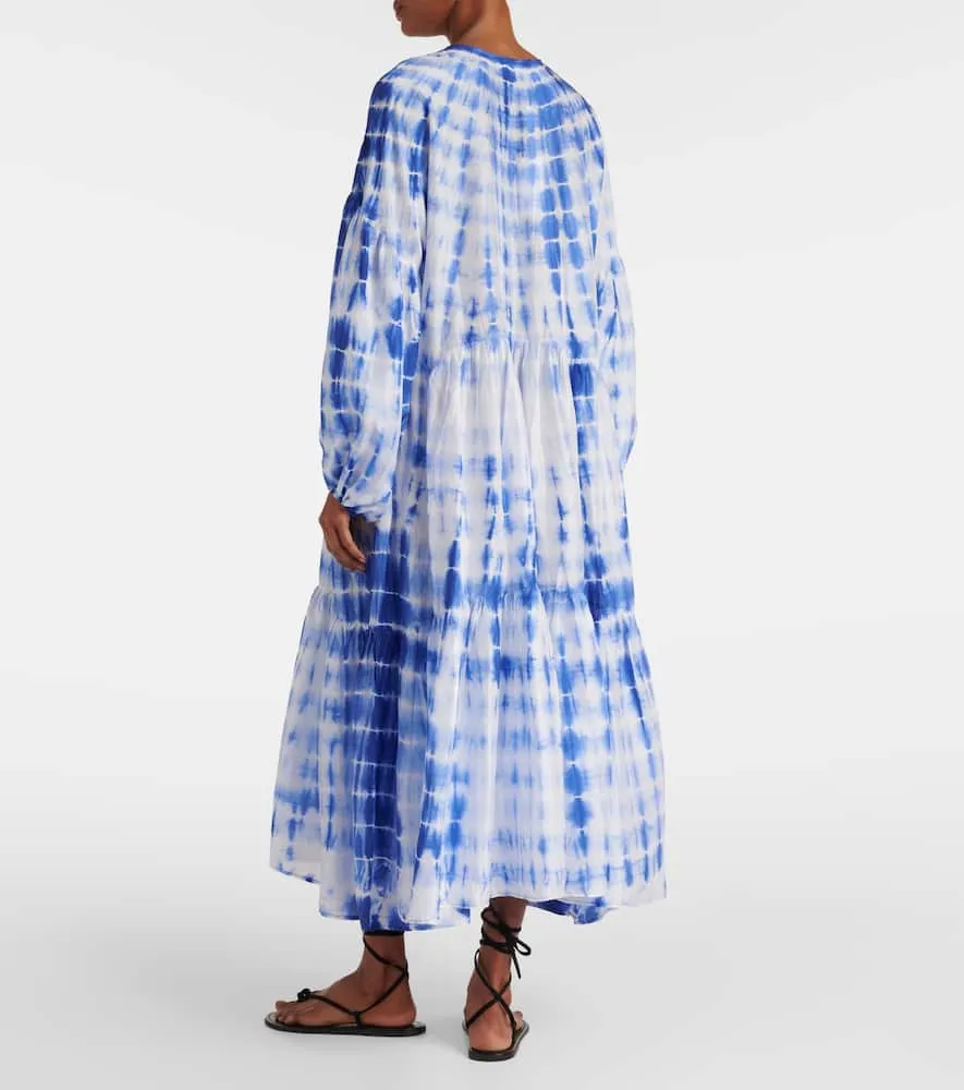 Anna Kosturova Amelia tie-dye tiered silk midi dress