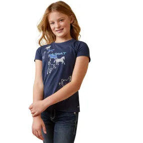 ARIAT GIRLS FROLIC SS SHIRT (NAVY ECLIPSE)