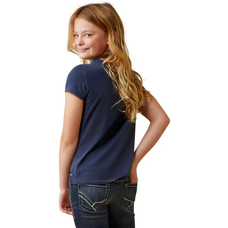ARIAT GIRLS FROLIC SS SHIRT (NAVY ECLIPSE)