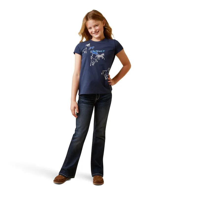 ARIAT GIRLS FROLIC SS SHIRT (NAVY ECLIPSE)