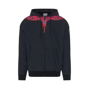 Curves Wings Nylon Hooded Jacket in Black/Red
