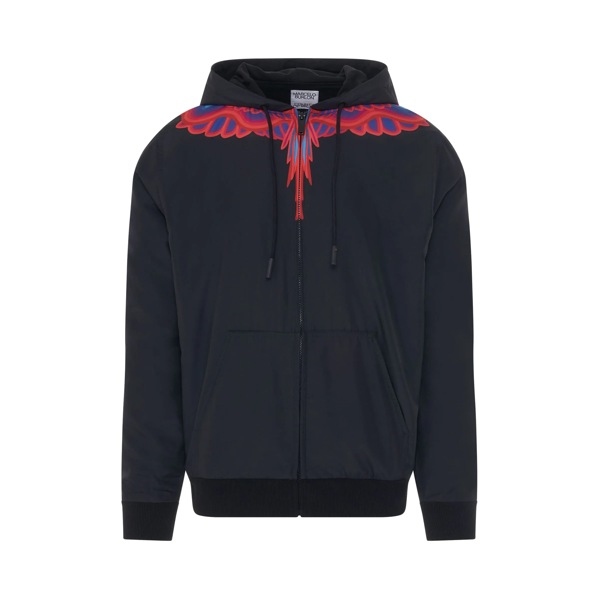 Curves Wings Nylon Hooded Jacket in Black/Red