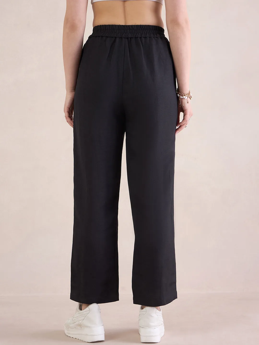 Linen Blend Black Chinos