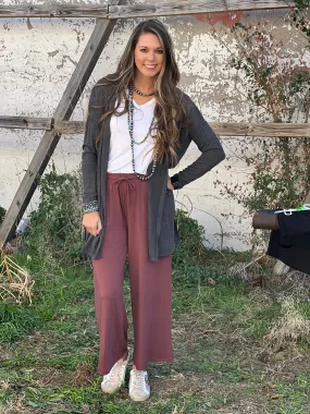 Maroon Karlee Crop Wide Leg Pants