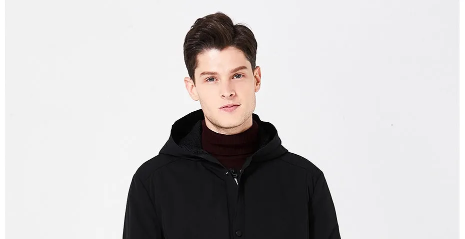 Men's Spring Warm Cotton-Padded Windproof Hooded Jacket