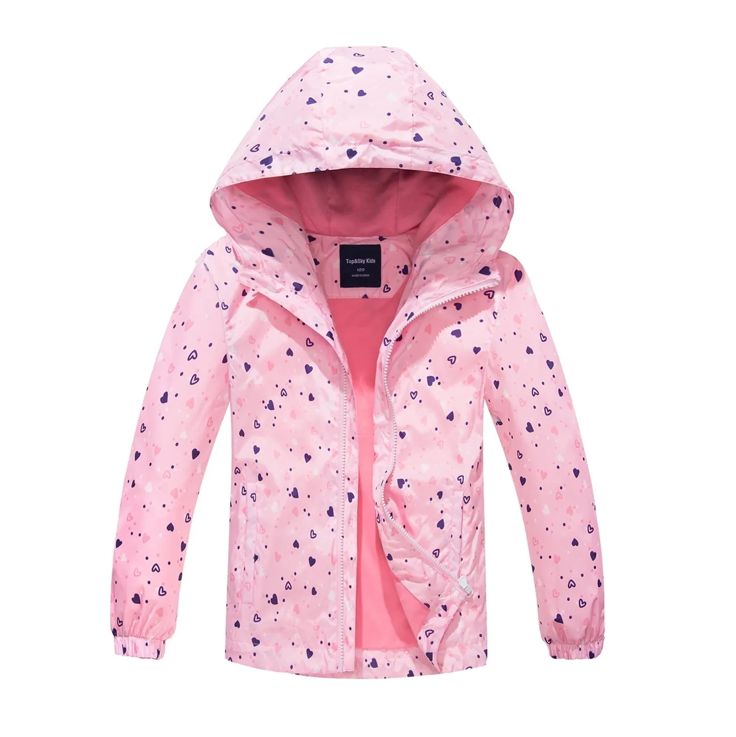 MGEOY Boys Girls Rain Jackets Lightweight Waterproof Hooded Cotton Raincoats Windbreakers for Kids