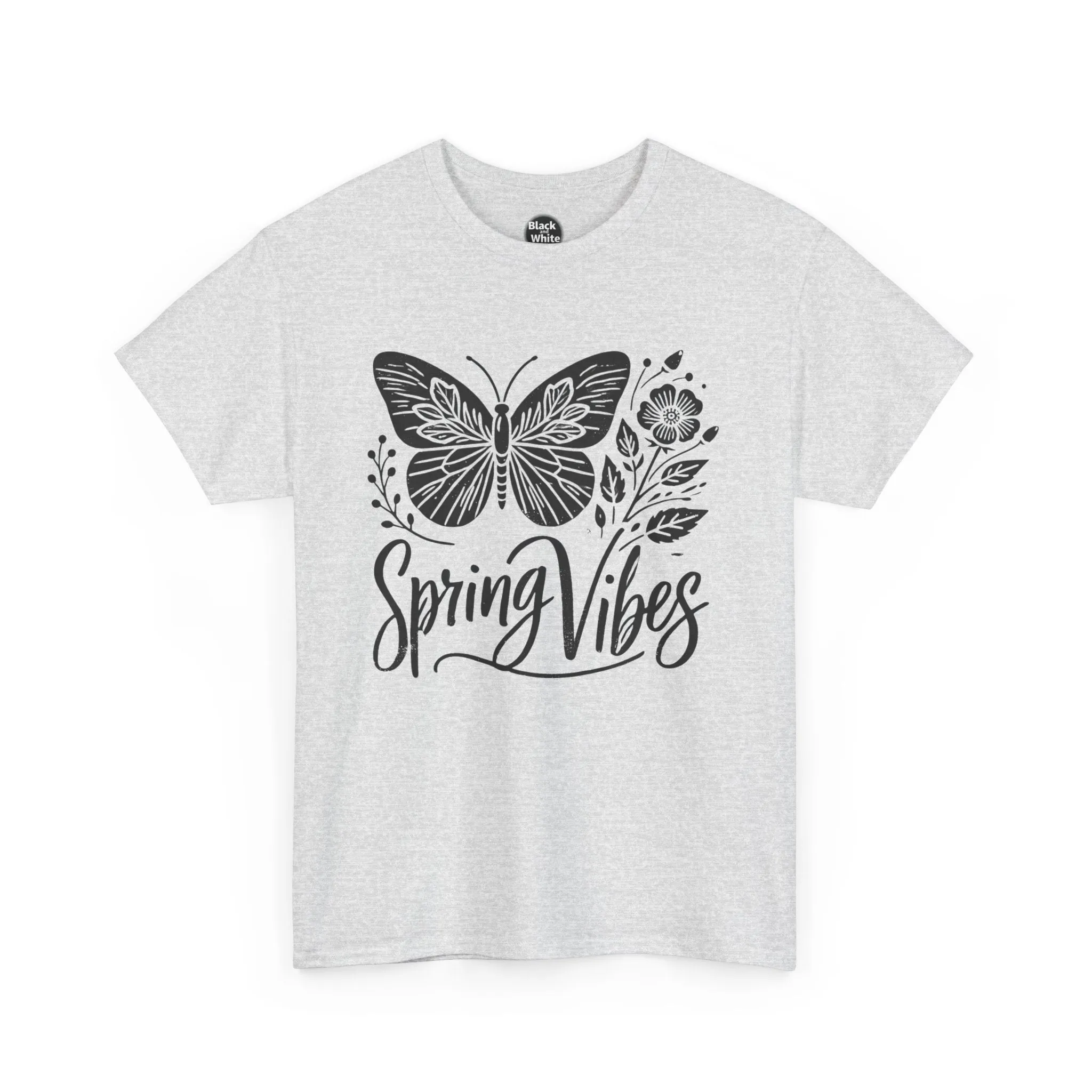 Spring Butterfly T-Shirt - Unisex Heavy Cotton Tee, Nature-Inspired Floral Graphic, Earth Day Shirt, Casual Spring Outfit for Outdoor Wear