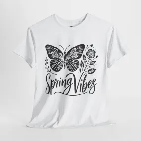 Spring Butterfly T-Shirt - Unisex Heavy Cotton Tee, Nature-Inspired Floral Graphic, Earth Day Shirt, Casual Spring Outfit for Outdoor Wear
