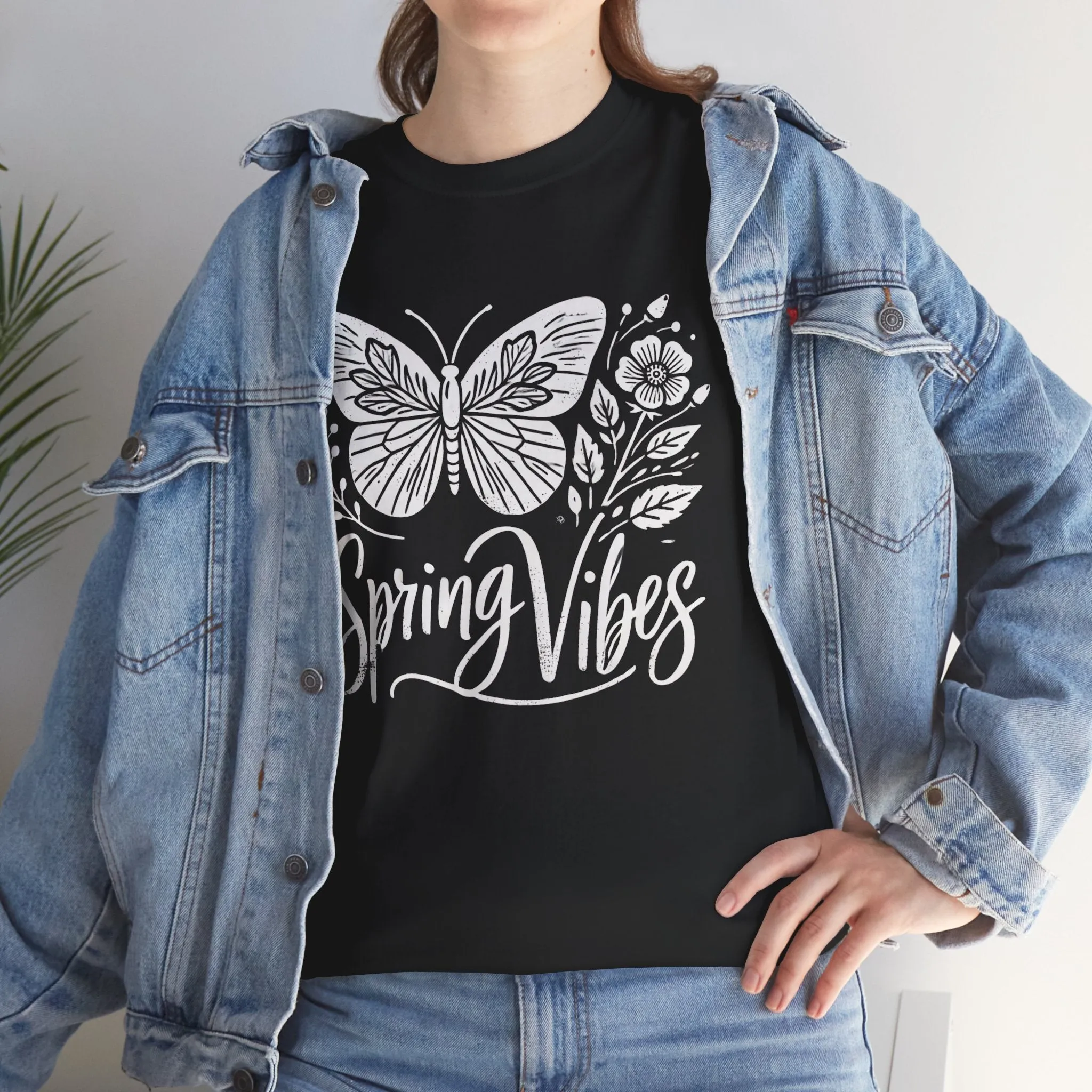 Spring Butterfly T-Shirt - Unisex Heavy Cotton Tee, Nature-Inspired Floral Graphic, Earth Day Shirt, Casual Spring Outfit for Outdoor Wear