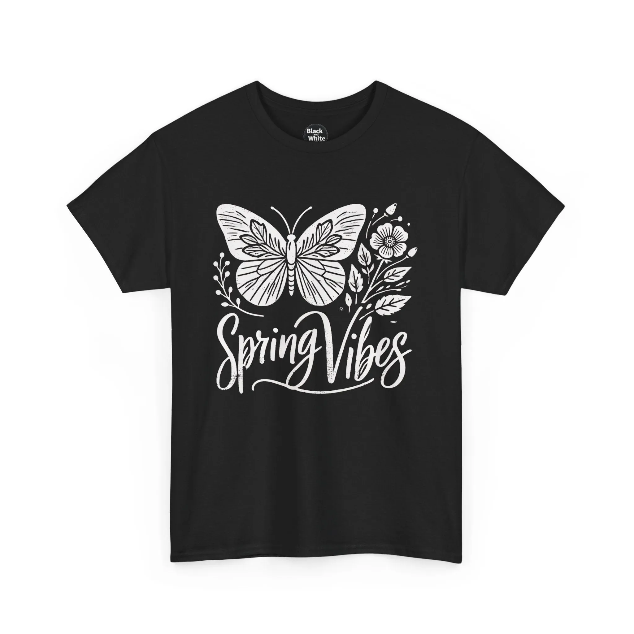 Spring Butterfly T-Shirt - Unisex Heavy Cotton Tee, Nature-Inspired Floral Graphic, Earth Day Shirt, Casual Spring Outfit for Outdoor Wear
