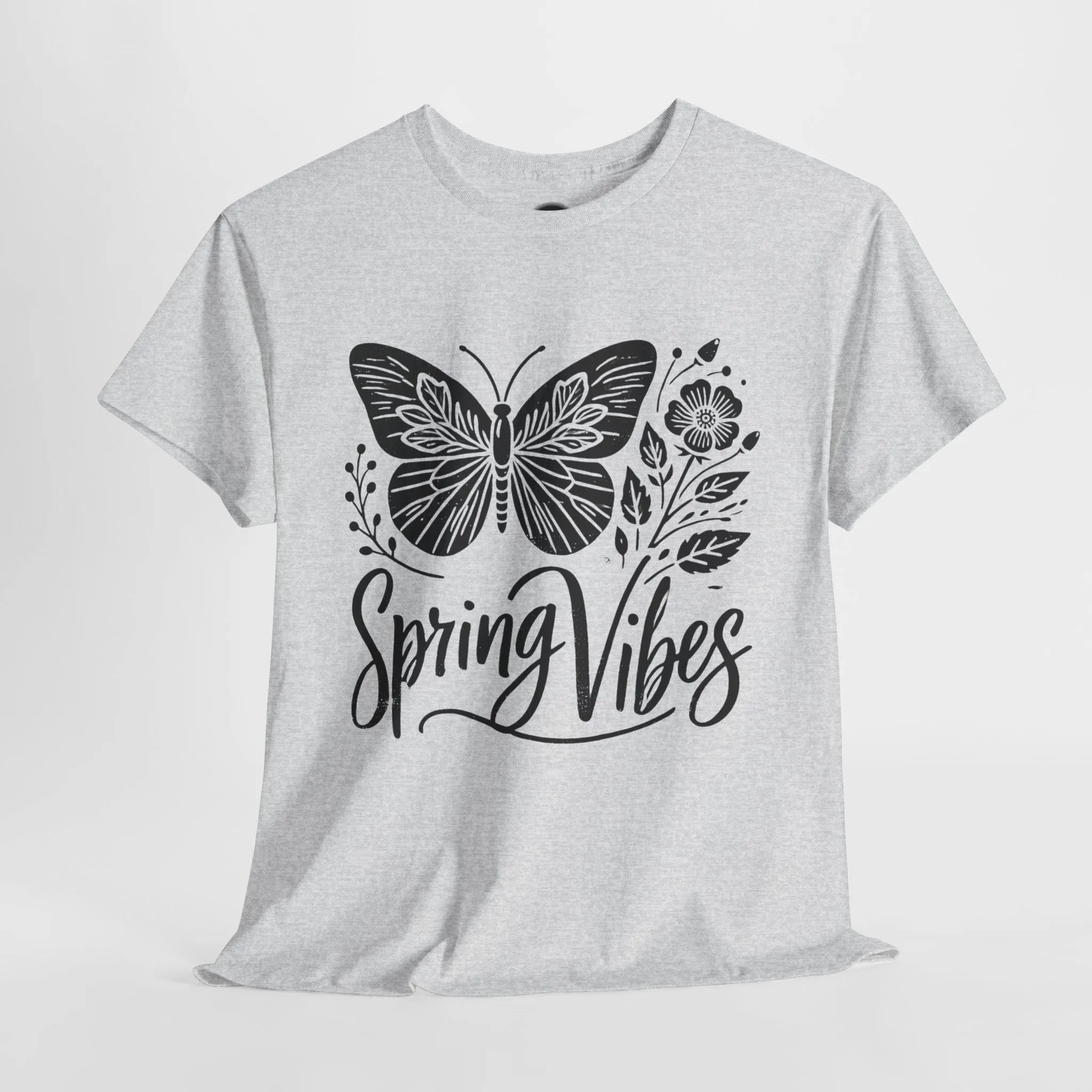 Spring Butterfly T-Shirt - Unisex Heavy Cotton Tee, Nature-Inspired Floral Graphic, Earth Day Shirt, Casual Spring Outfit for Outdoor Wear