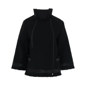 Tweed Jacket in Black Wool